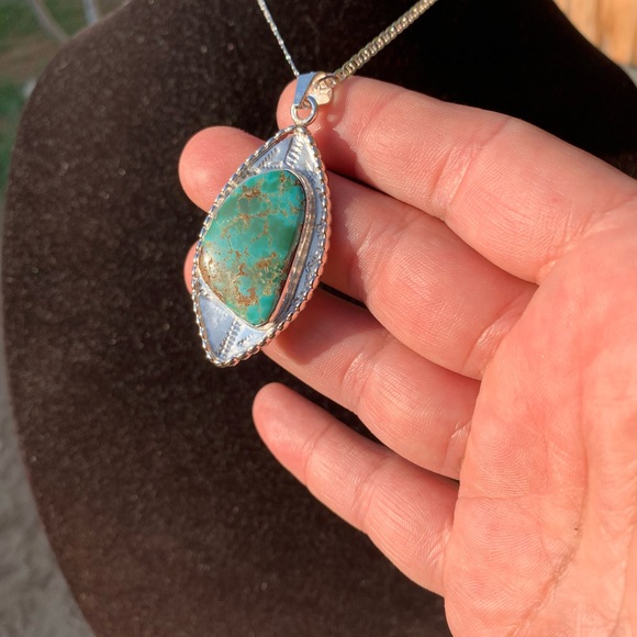 Silver Necklace with Turquoise Pendant - Picture 16 of 16